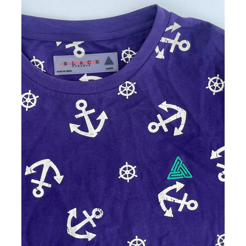 black pyramid chris brown large shirt purple green anchor
